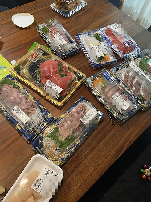 買ってきた刺身