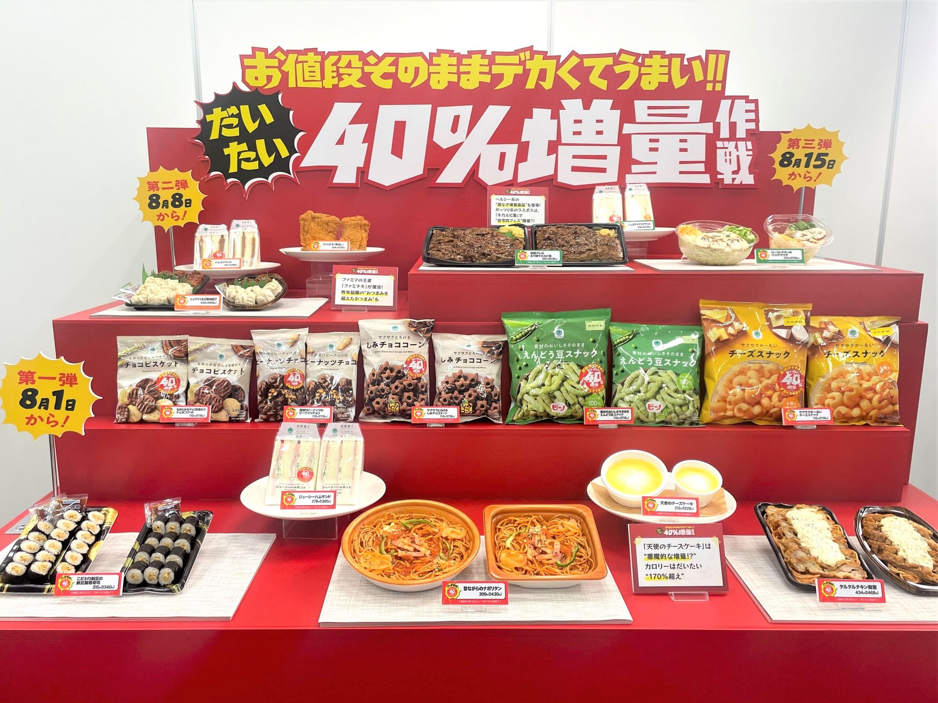 ファミマ「だいたい40％増量作戦」を一足早くレビュー！　「ファミチキ」や「天使のチーズケーキ」が値段そのままで超デカくなる!?