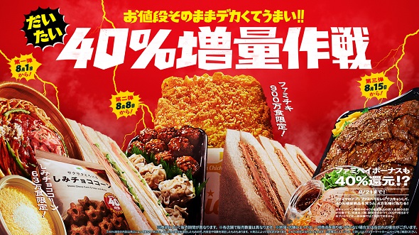 ファミリーマート　だいたい40％増量作戦