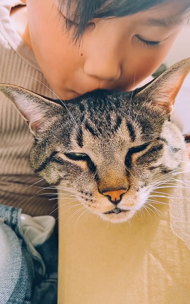 猫ちゃんにチュッチュッ