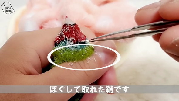 ピンセットでほぐす