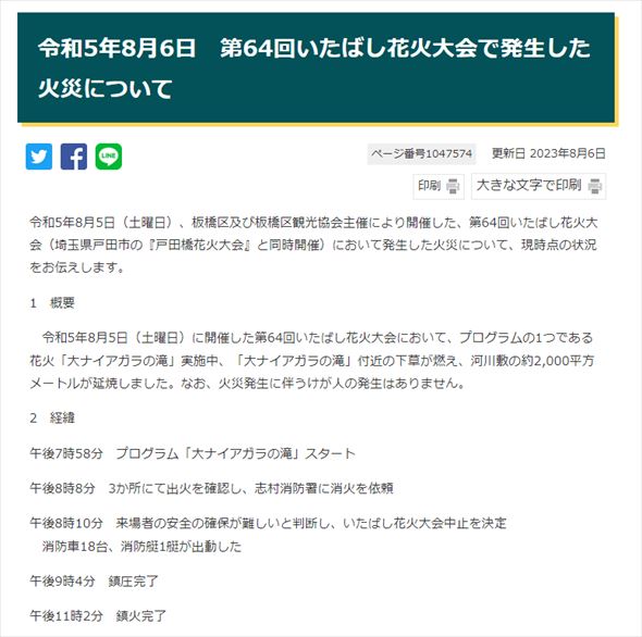 いたばし花火大会 中止 謝罪