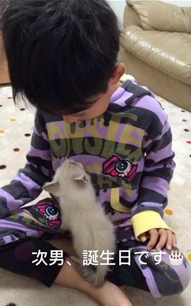 猫とともに育った次男