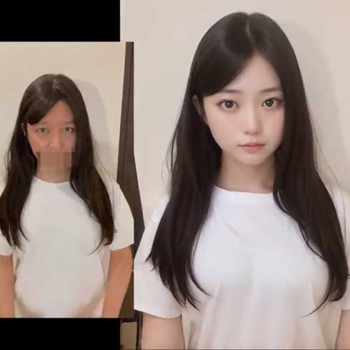 AI おっさん 美少女化 ビフォーアフター 画像生成 映像 実写 バ美肉