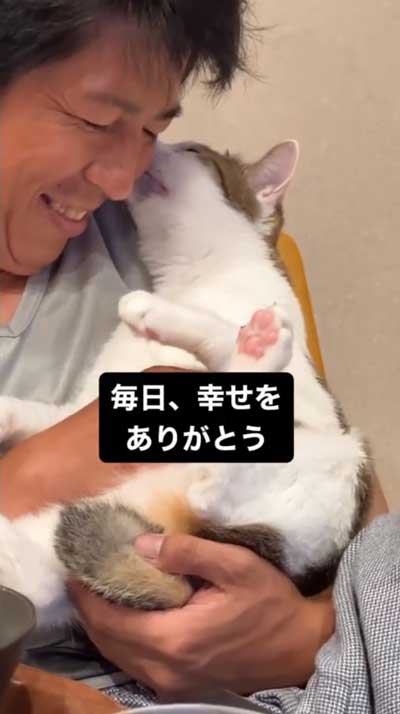 仲良しな夫と猫