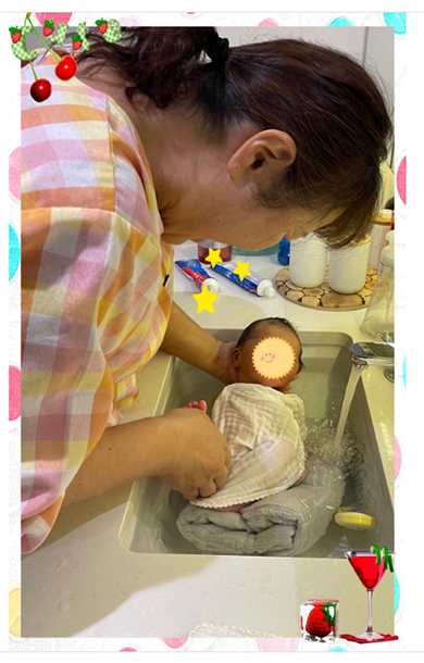 凛の孫娘の世話を手伝う北斗晶