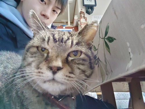 男性と猫