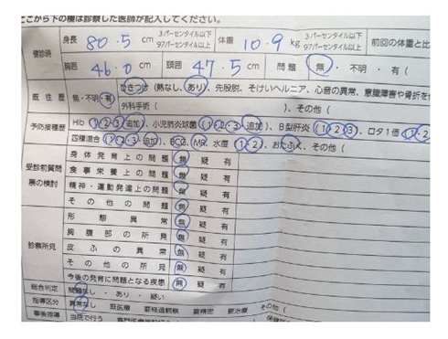 内山信二の娘の健診結果