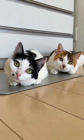 首傾けてる2匹の猫