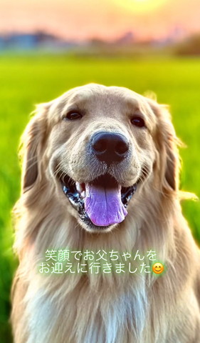 笑顔でお父ちゃんをお迎えテロップ