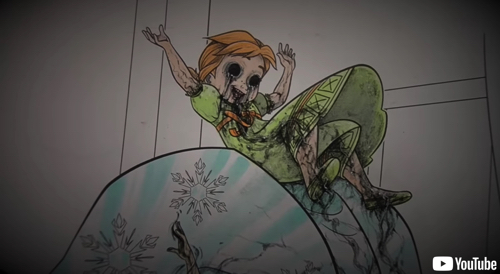 子供向けのぬり絵が恐怖画に