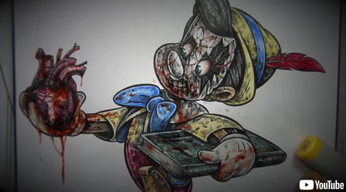 子供向けのぬり絵が恐怖画に