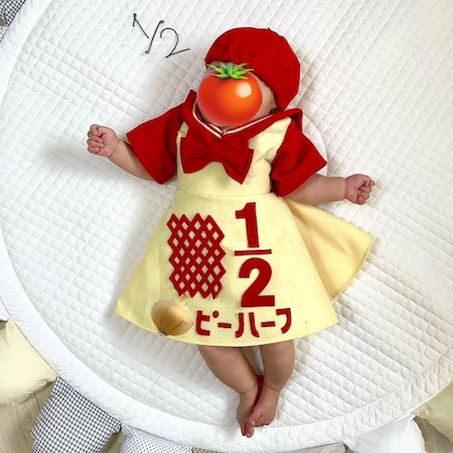 生後半年を祝うため、双子ママが「キユーピーハーフ」風