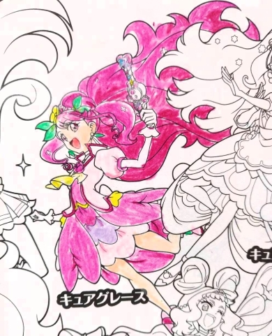 7歳娘がホルベインの油性色鉛筆で仕上げたぬり絵作品