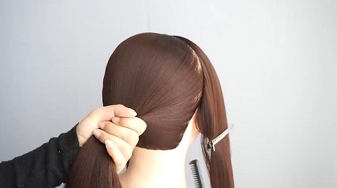 クリップを使ったヘアアレンジ01