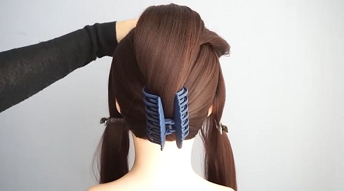 クリップを使ったヘアアレンジ02