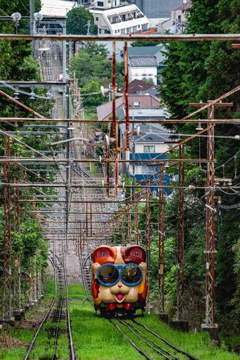 日本一 ファンシー ケーブルカー 近鉄 生駒ケーブル ネコ ミケ 三毛猫
