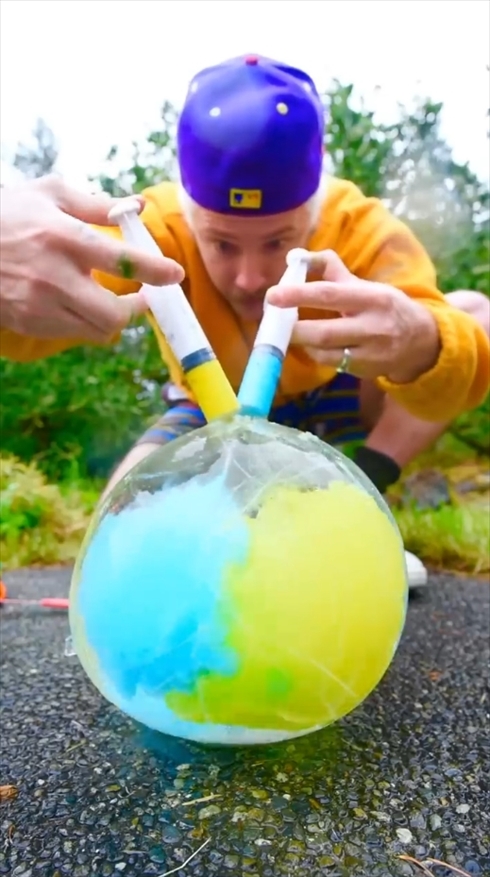 ASMR　氷　風船　インク