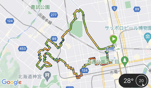 北海道　ジョギング　GARMIN Connect