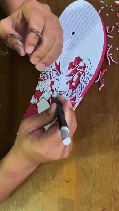 沖縄 似顔絵 島ぞうり アート イラスト 彫る 鬼滅の刃 煉獄