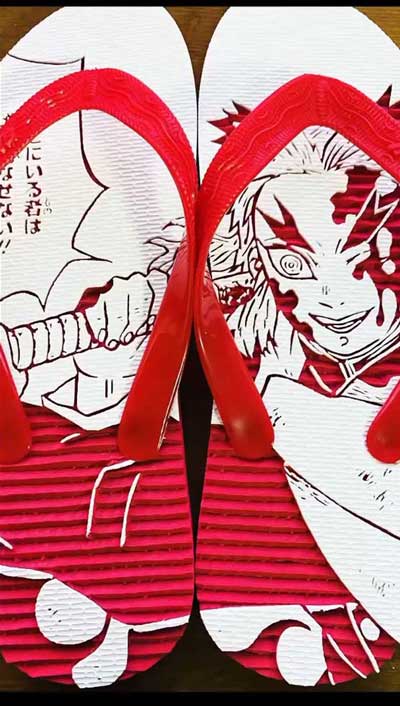 沖縄 似顔絵 島ぞうり アート イラスト 彫る 鬼滅の刃 煉獄
