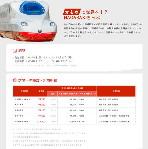 JR九州 長崎県 新幹線で世界へ!? NAGASAKI きっぷ おトク チケット 長崎駅 佐世保駅 観光