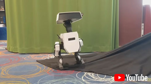 ディズニーのロボットが布の上を歩くところ