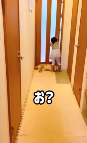 ドアを開ける女の子