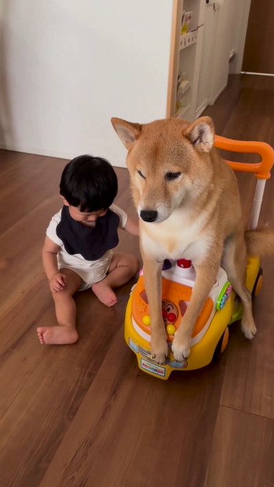 うれしそうな男の子