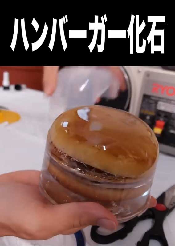 “マクドナルドのハンバーガー”を樹脂に入れて3年放置したら……　“まさかの結果”に「すごいなまじで」と驚きの声