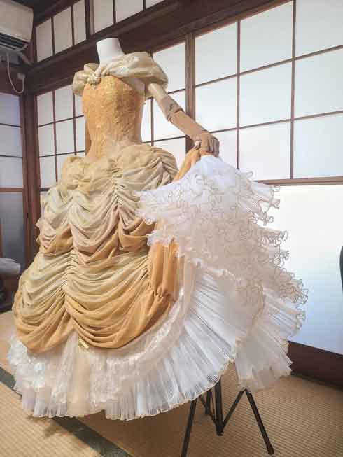 美女と野獣 ベル ドレス コスプレ 自作 衣装 ディズニー仮装