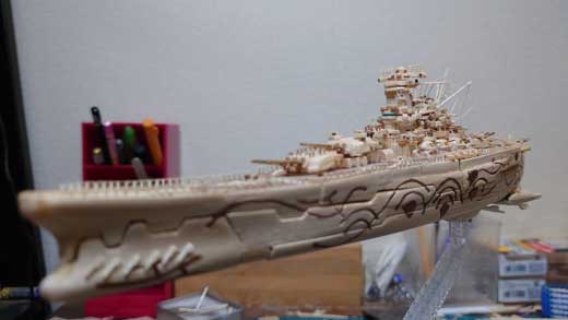 木材 廃材 自作 戦艦 ヤマト アルペジオ 変形 木製 模型