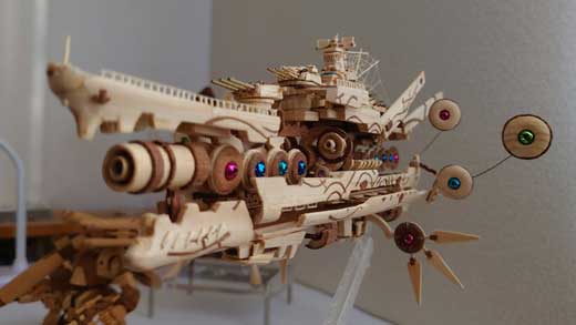 木材 廃材 自作 戦艦 ヤマト アルペジオ 変形 木製 模型