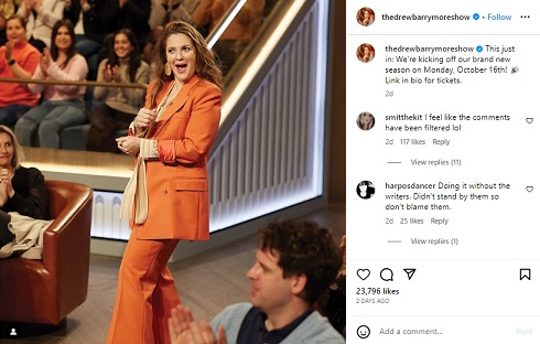 脚本家スト終結後の新シーズン開始を発表したドリュー・バリモア