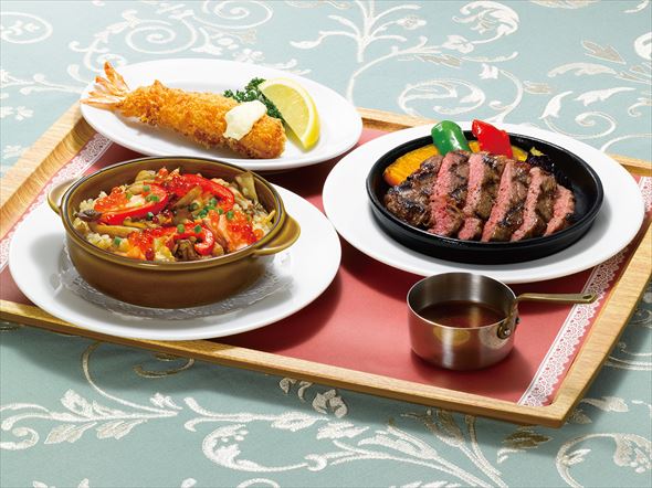 サーモントラウトといくらのピラフ＆アンガスサーロインステーキ