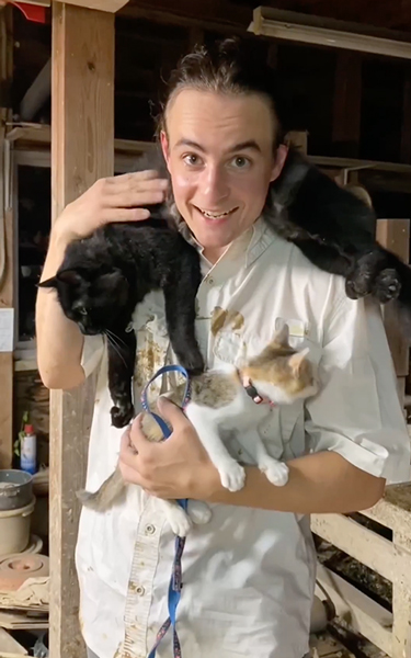 焼き物屋の猫と弟子の1日