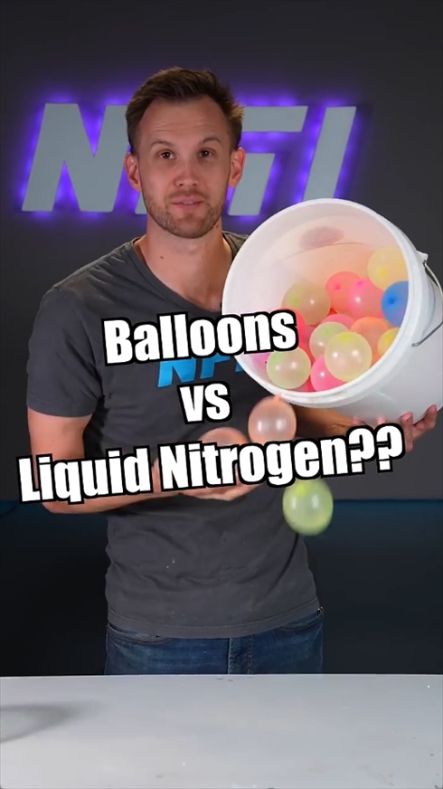 実験　シャルルの法則　風船　液体窒素