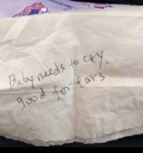 飛行機 赤ちゃん 0歳児 娘 泣きやまない 初老の女性 メモ メッセージ 味方 言葉 合図