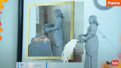 ワンホビ 展示 フェルメール 牛乳を注ぐ女 可動フィギュア figma テーブル美術館