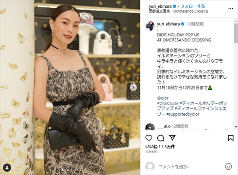 「Dior」イベントでドレスアップした蛯原友里
