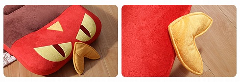 顔パーツと炎パーツのアップ