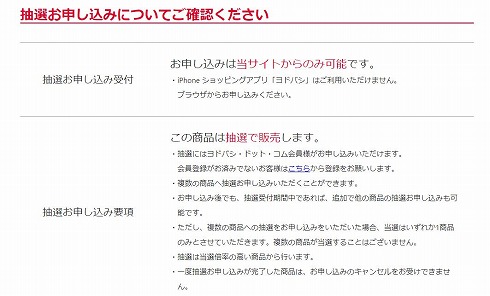 抽選申し込みについて