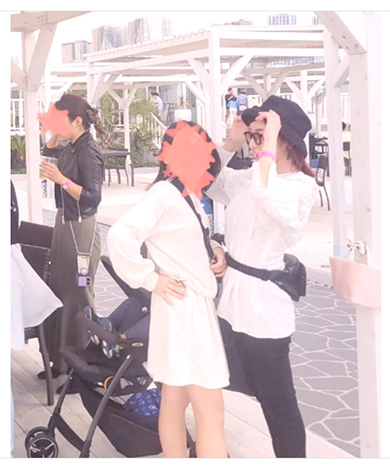 身長が追い付いてきた長女と並んだ写真