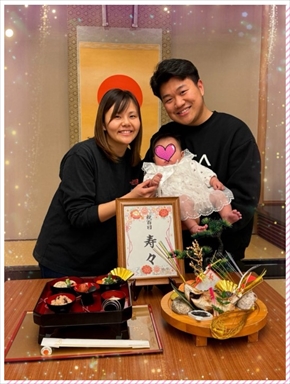 佐々木健之介、凛夫婦の第1子女児・寿々ちゃんのお食い初め