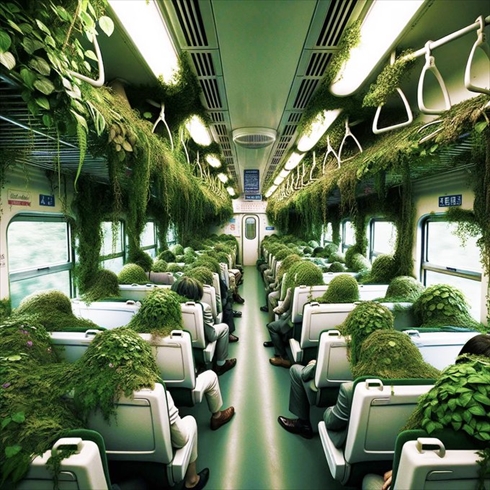 AI　AIアート　AI絵　グリーン車　ホラー