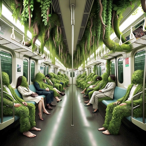 AI　AIアート　AI絵　グリーン車　ホラー