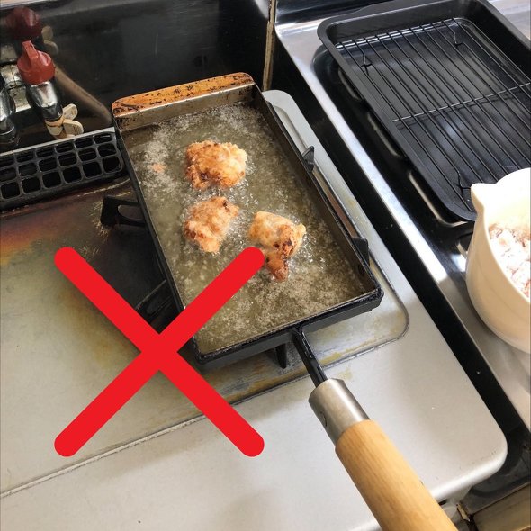 卵焼き器 揚げ物 調理 少量の油 危険 火災 メーカー 注意喚起 絶対にやめて