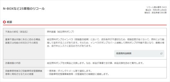 ホンダ リコール N-BOX