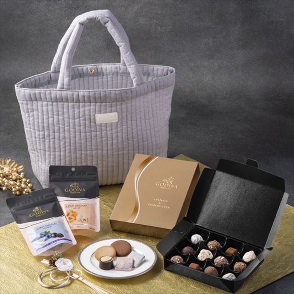 chocolate - ゴディバ 2021福袋 ハッピーセット チョコ トリュフ クッキー トートバッグ 福袋「ゴディバ ニューイヤー ハッピーバッグ2022」1万円相当が
