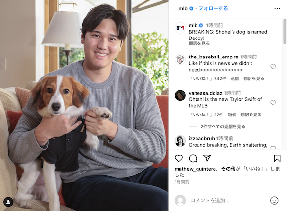 大谷翔平と愛犬